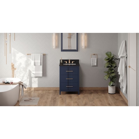 Jeffrey Alexander 24In. Hale Blue Katara Vanity, Black Granite Vanity Top, Undermount Rectangle Bowl VKITKAT24BLBGR